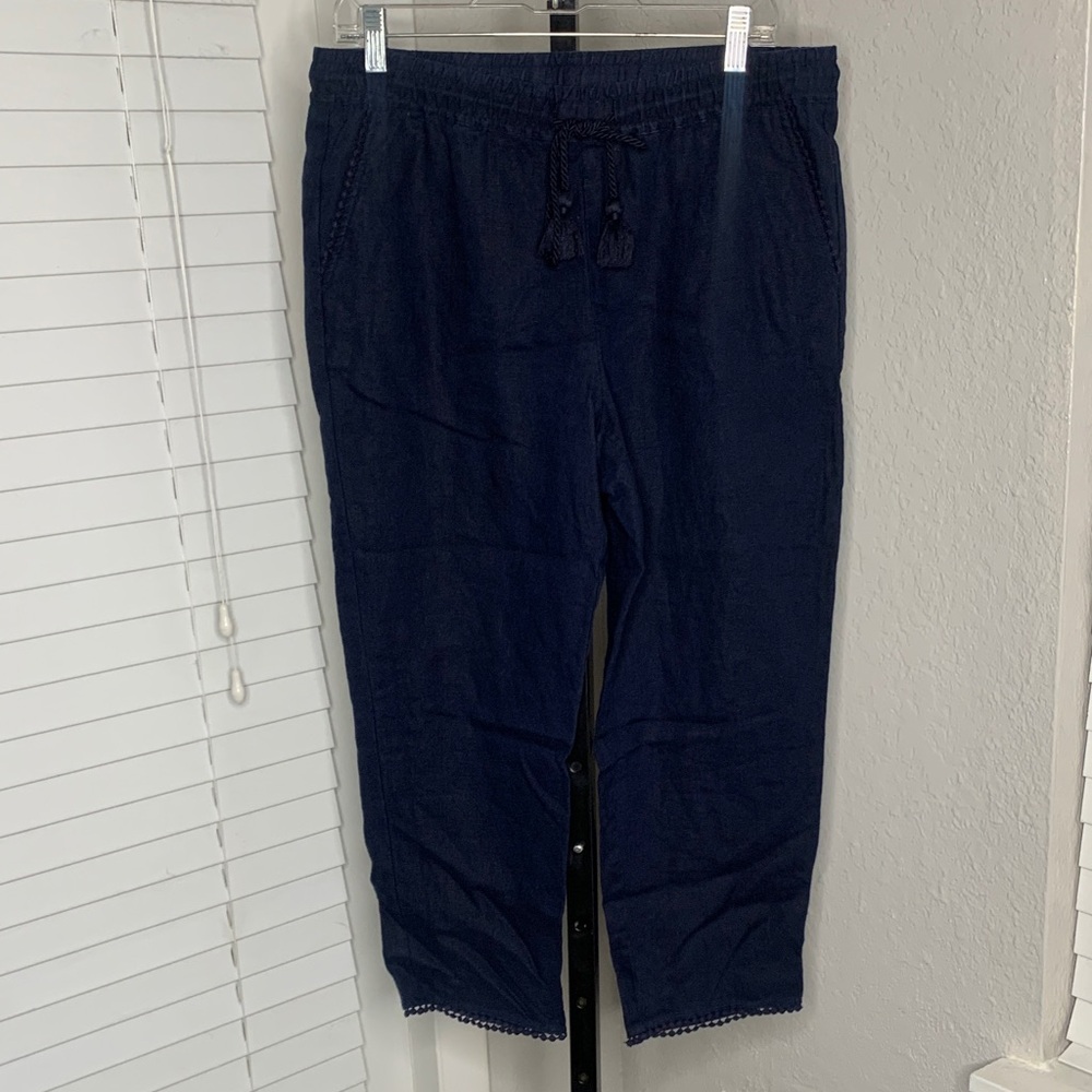 Talbots linen breathable capri comfort waistband pants size 6